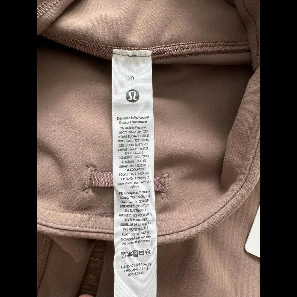 Lululemon Wunder Train Ribbed High Rise 28” Taupetastic Size 0 NWT